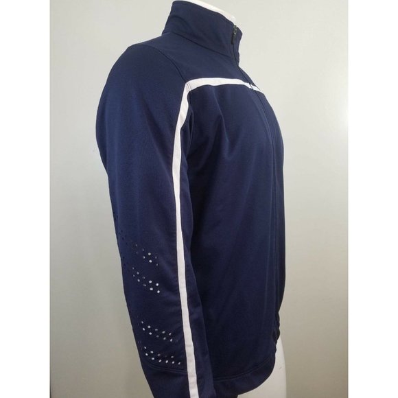 Nike Elite Sweater Basketball Warm Ups Men's Large Full Zip Navy Blue Stripe - Picture 3 of 10